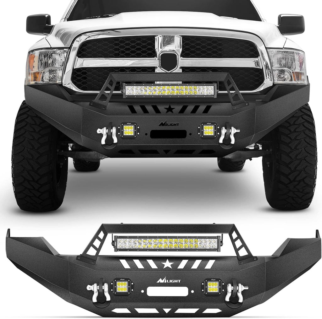 Solid for Width LED Full Light Compatible Light Bar with Steel 2018 Winch Years 2x18w 2013 Plate 2015 Pods Nilight Pickup Truck 2016 Ram 120W Front Bumper 2017 1500 Offroad 2014 2 Warranty Dodge