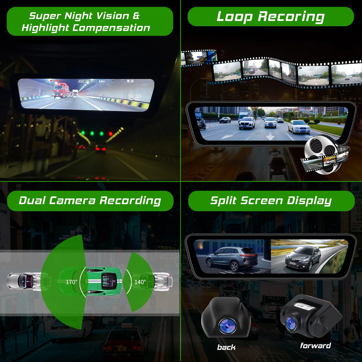 Streaming View Truck Front Camera Full Rear Dash Cameras HD Rear Car Mirror 1080P Touchscreen 9.35 View Dual Smart inch Back Camera