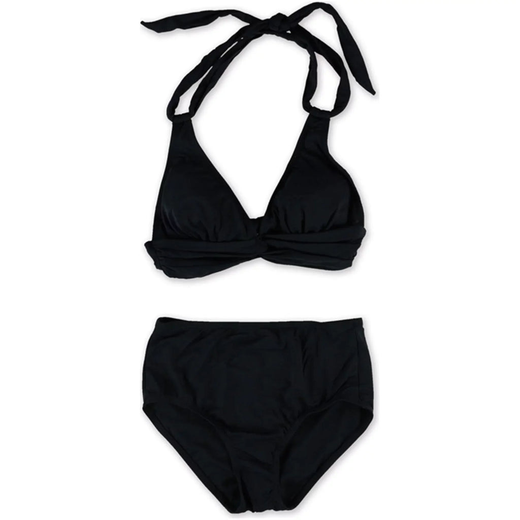 Cole Womens Piece X-Small Brief Black, Halter Bikini, Twist 2 Anne