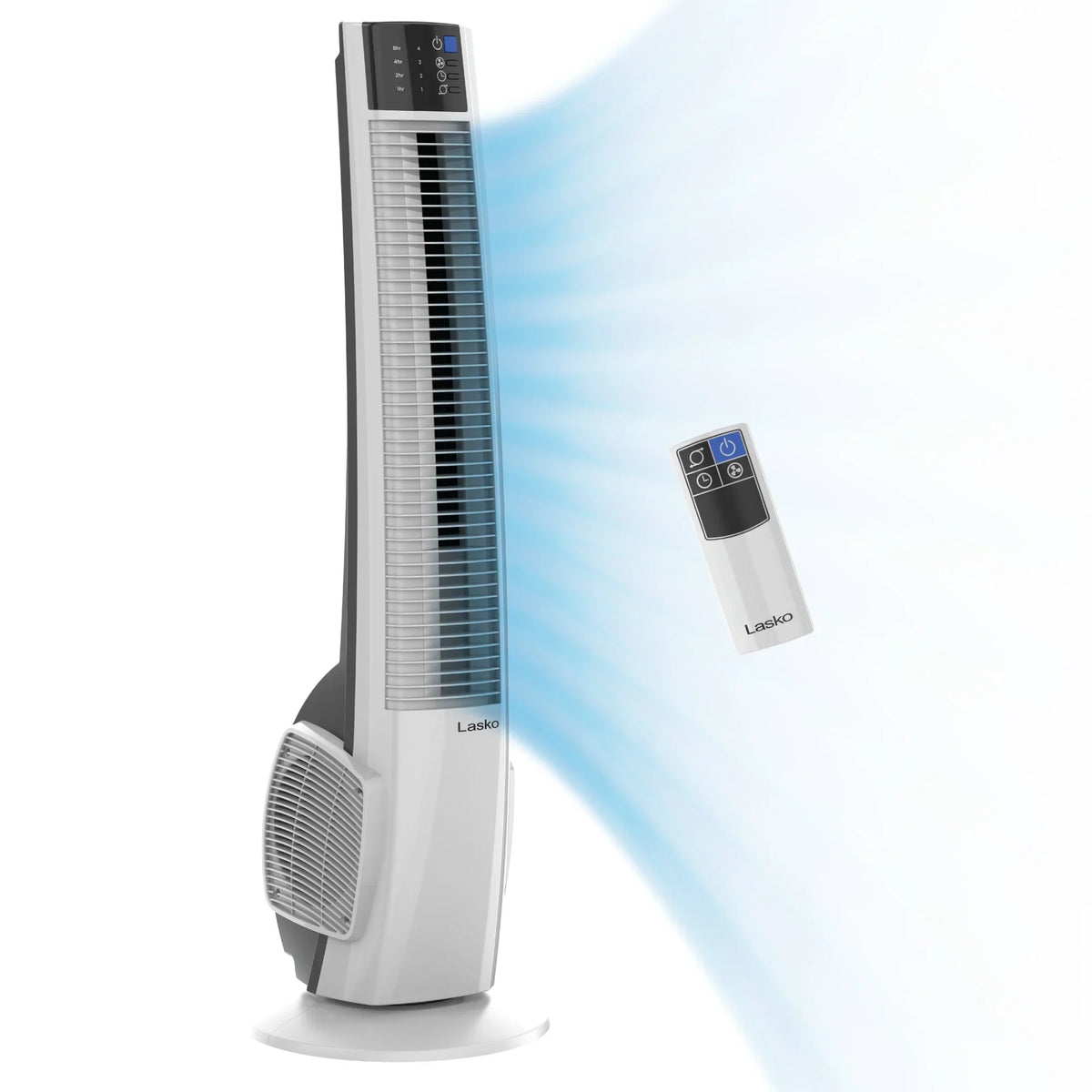 Timer Oscillating Fan and with White, T38400, Tower Hybrid Lasko New Remote, 4-Speed 39"