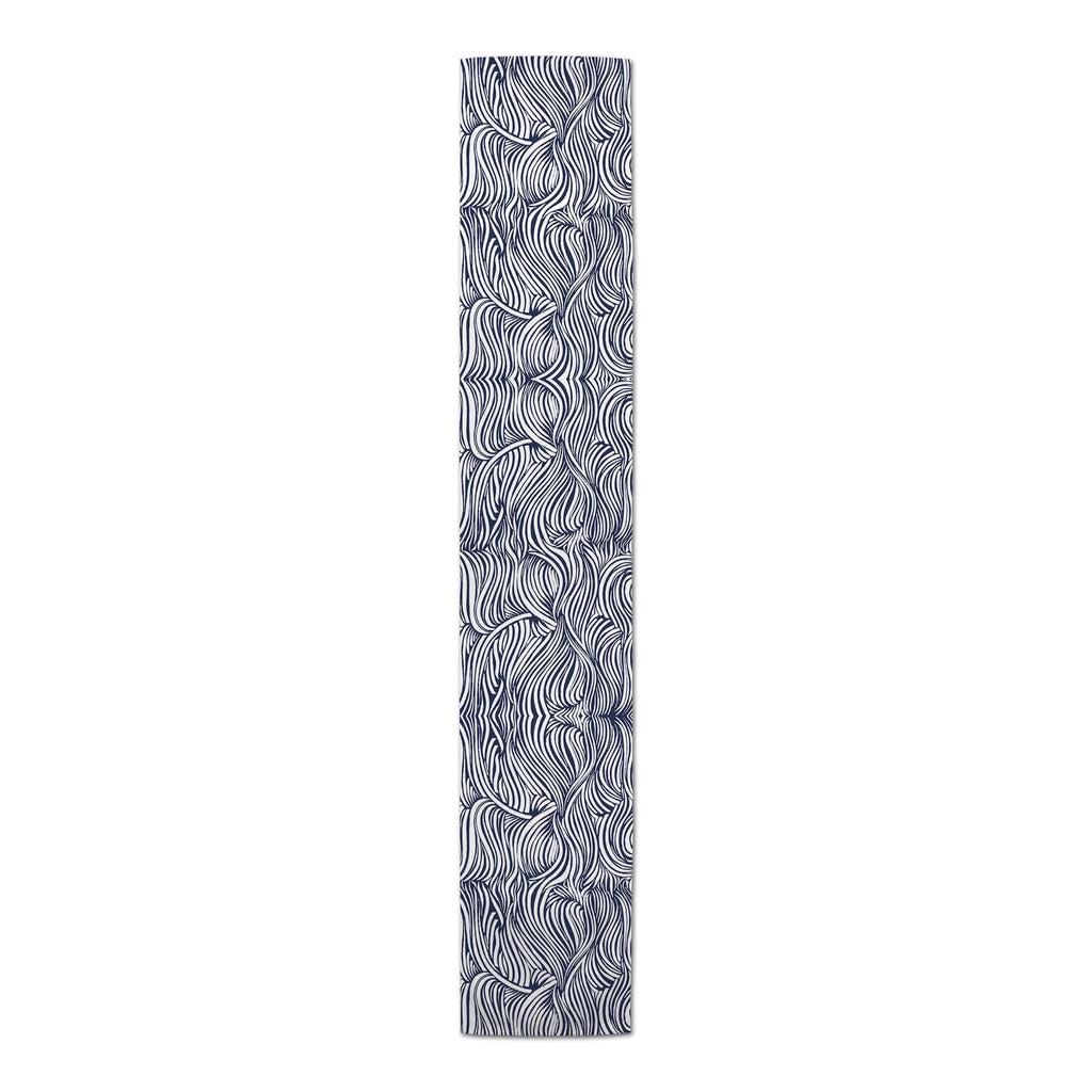 Poly Twill 16x72 Table Products Abstract Waves Navy Creative Runner