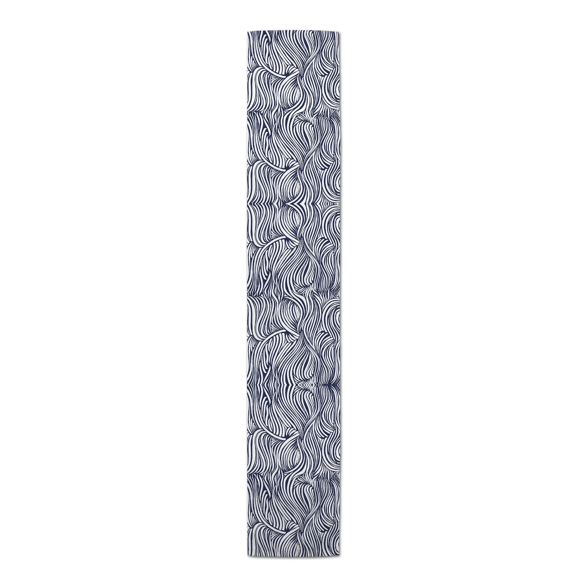 Poly Twill 16x72 Table Products Abstract Waves Navy Creative Runner