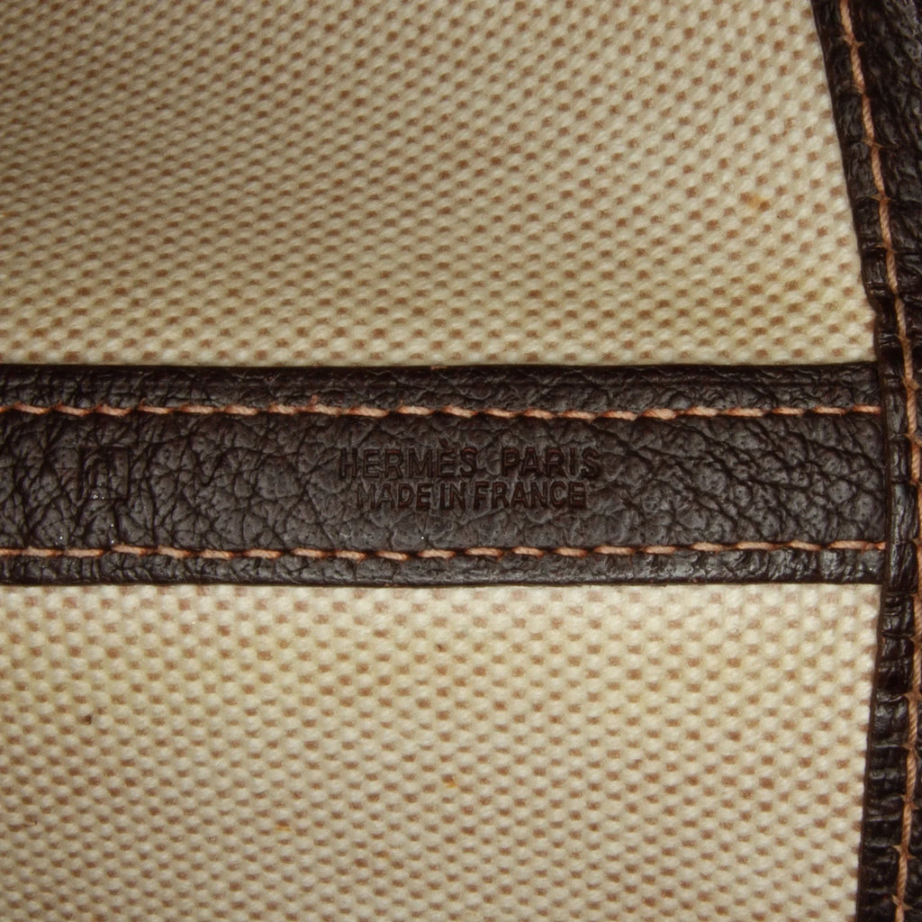 Hermès Authenticated (Good) Fabric Unisex 36 Canvas Party Garden Tote Brown Toile Pre-Owned Bag
