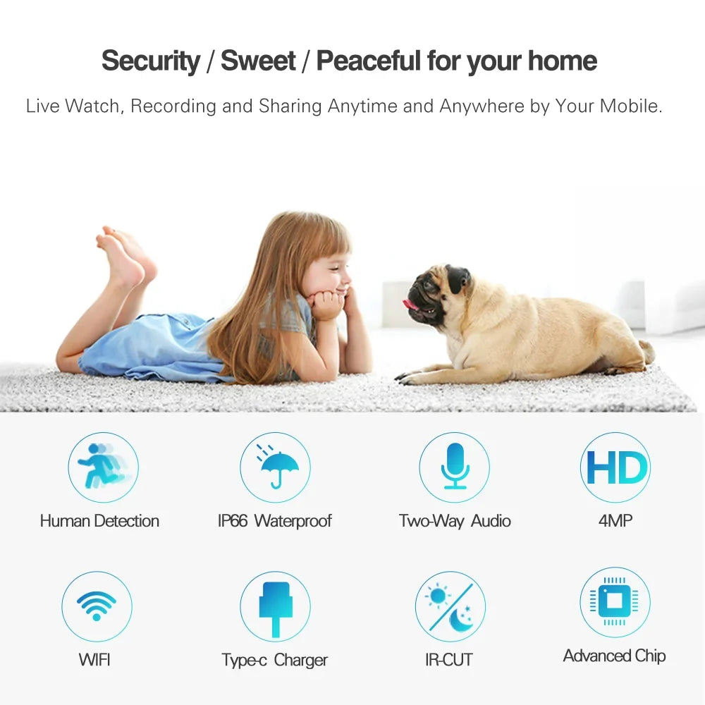 Vision,Motion Kit VIKVIZ Camera Panels,4CH CCTV 4MP Rechargeable System Technology,Night IP Solar Battery with WiFi 2Pcs Base Station,Wireless Detection PTZ