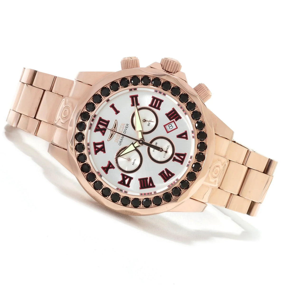 Swiss Rose Grand Watch Spinel Men's Accent Diver Limited Invicta Blk Gold 14537