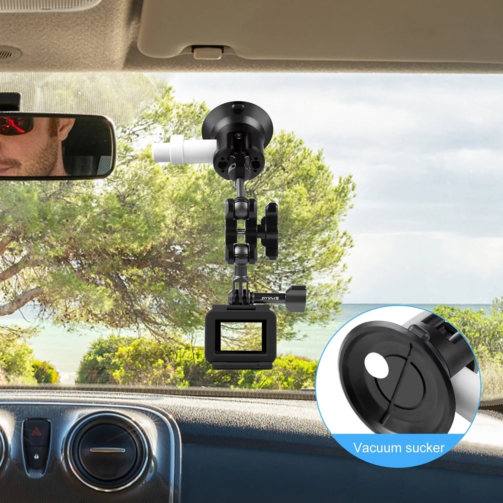 GoPro Suction for Dual Camera Cup Action Rotatable Action Mount Bracket for Ballheads Suction Hero Replacement Camera 3/2 360° PU845B PULUZ Osmo Mount 11/10/9/8,