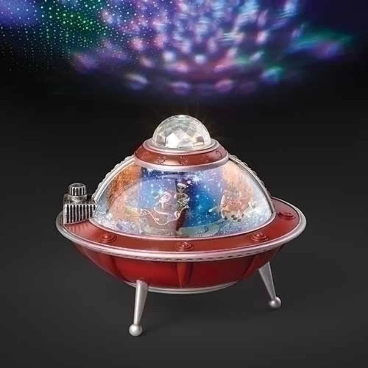 Tabletop 10.5" Musical Lighted Decoration UFO Ship LED Roman Christmas