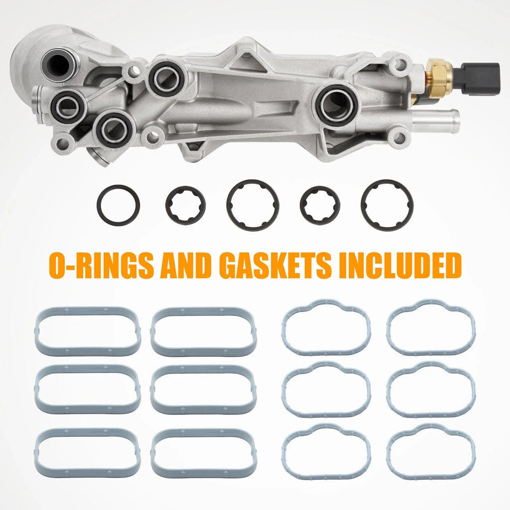 with and 926-959 3.6L for Engine Housing Oil Jeep Gaskets Ram Oil Aluminum Filter Sensors Chrysler Cooler Dodge 2011-2016