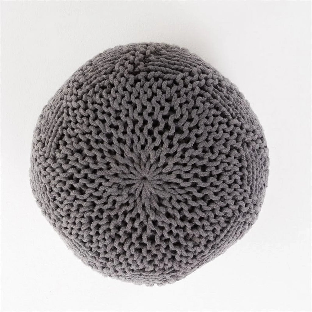 Noble Gray Fabric Outdoor in Pouf Aria Weave House Modern Handcrafted Dark