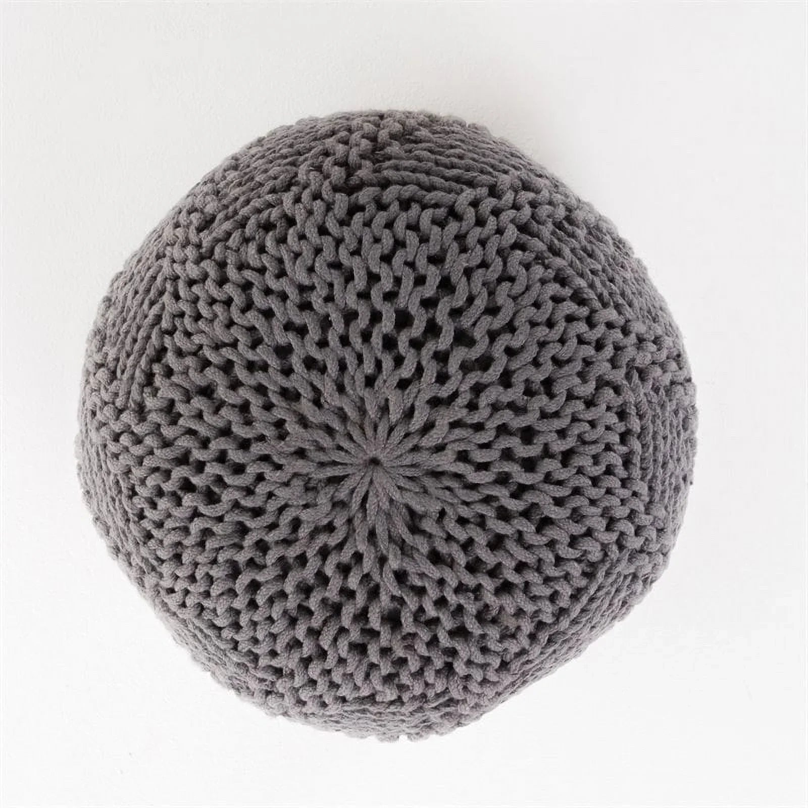 Noble Gray Fabric Outdoor in Pouf Aria Weave House Modern Handcrafted Dark