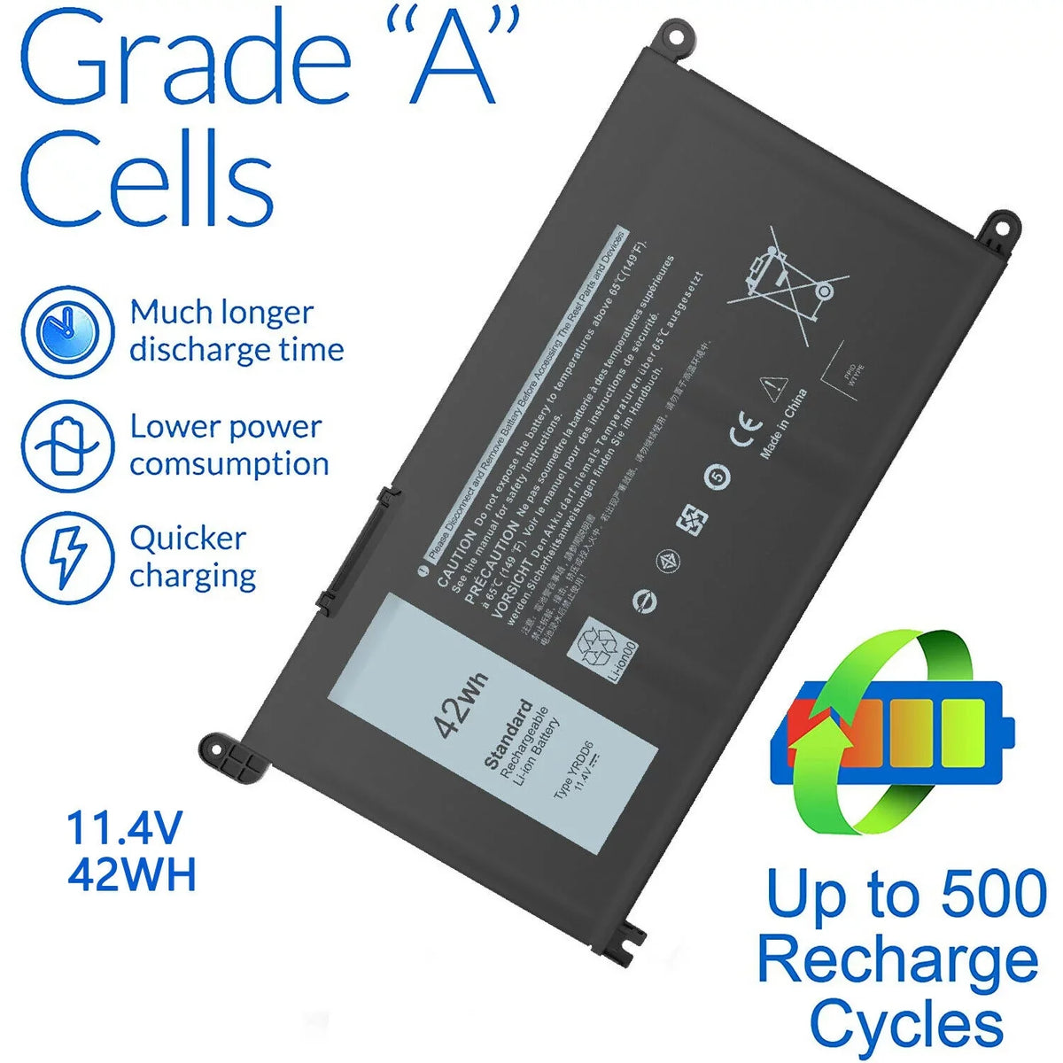 Laptop 5491 5485 42Wh 2in1 3493 3310 Dell 5482 7586 Battery Inspiron YRDD6 for