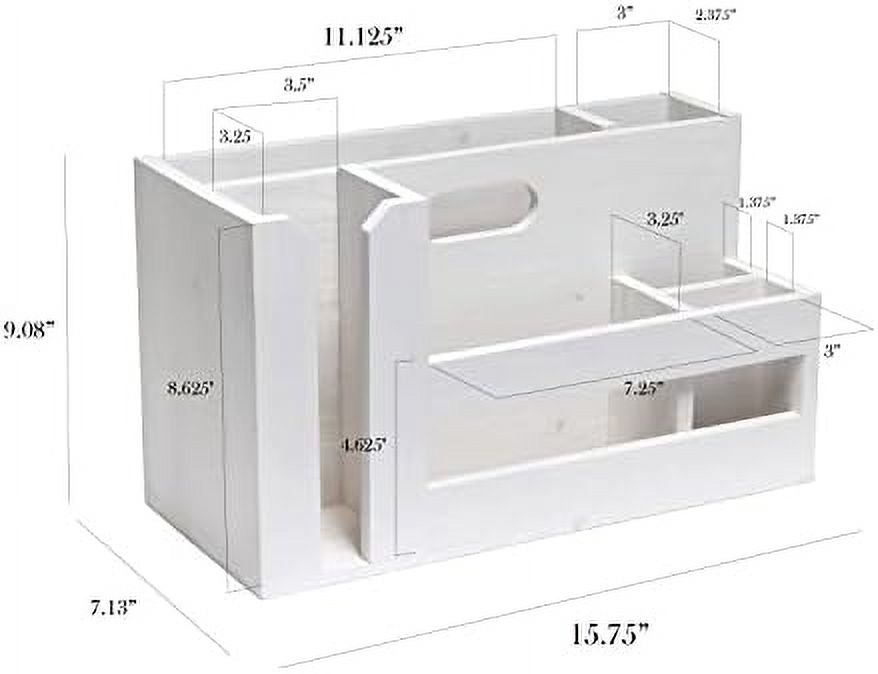 Condiment Flatware Compartments Picnic, Wooden Décor W Wht Farmhouse Handle Pantry Countertop Events Caddy Organizer Kitchen Utensils Breakfast & & Picks Wash BBQ For Cutout