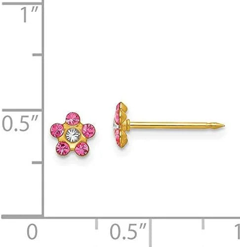 Inverness Borealis Crystal Gold 5mm Yellow 14k Flower Solid - Earrings Rose/Aurora