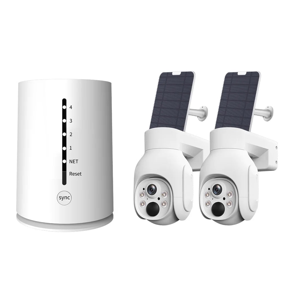 Vision,Motion Kit VIKVIZ Camera Panels,4CH CCTV 4MP Rechargeable System Technology,Night IP Solar Battery with WiFi 2Pcs Base Station,Wireless Detection PTZ