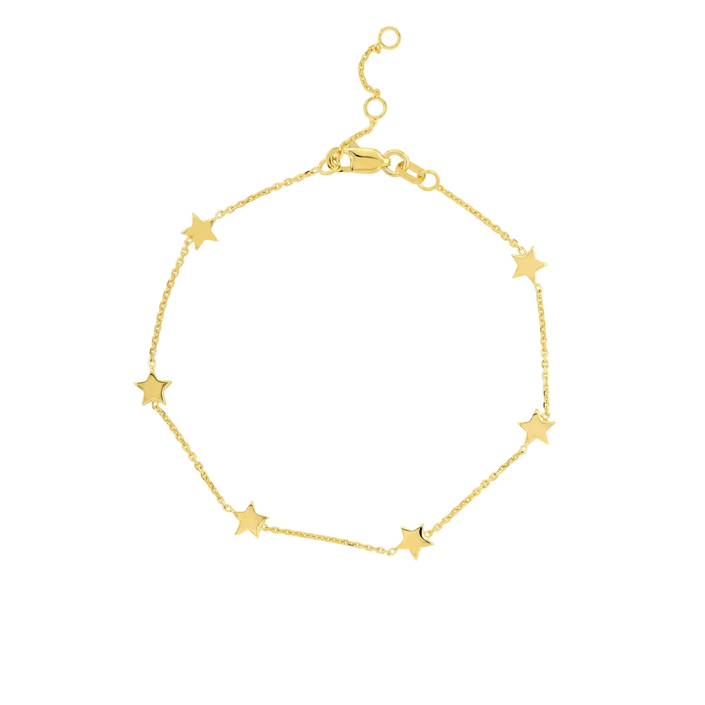 Adj. 14K Gold Women Star Yellow - Stationed 7.25" 6