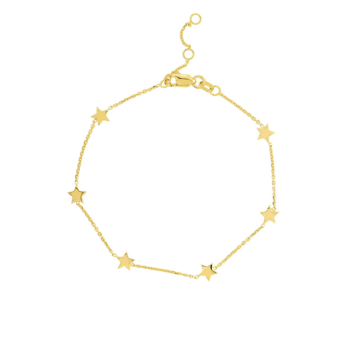 Adj. 14K Gold Women Star Yellow - Stationed 7.25" 6