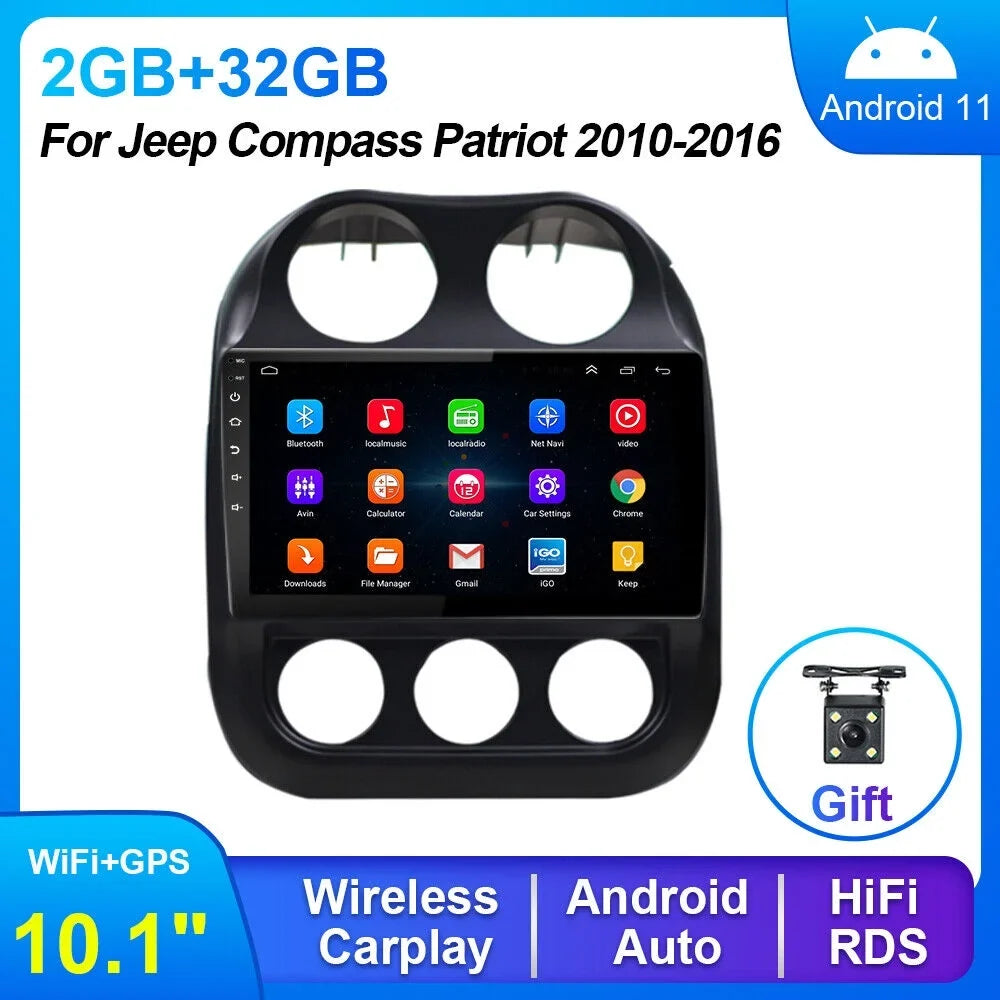 Built-in Jeep 11 Compass MP5 Map, Radio, Camera Car FM GPS for Powerful Android Radio Player KingFurt Patriot, Offline Reverse & Bluetooth