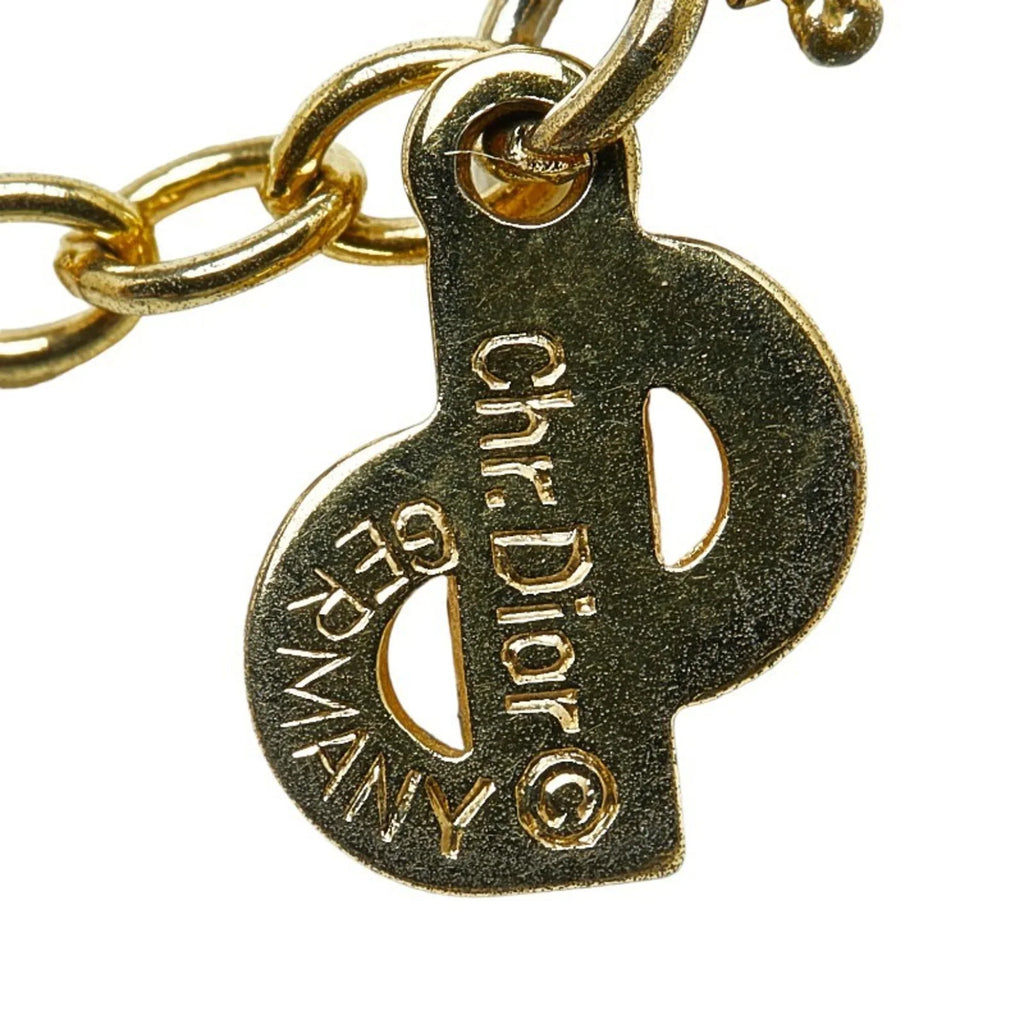 Necklace Gold Dior CD Pre-Owned Plated Heart Christian (Good) Dior Women's Rhinestone