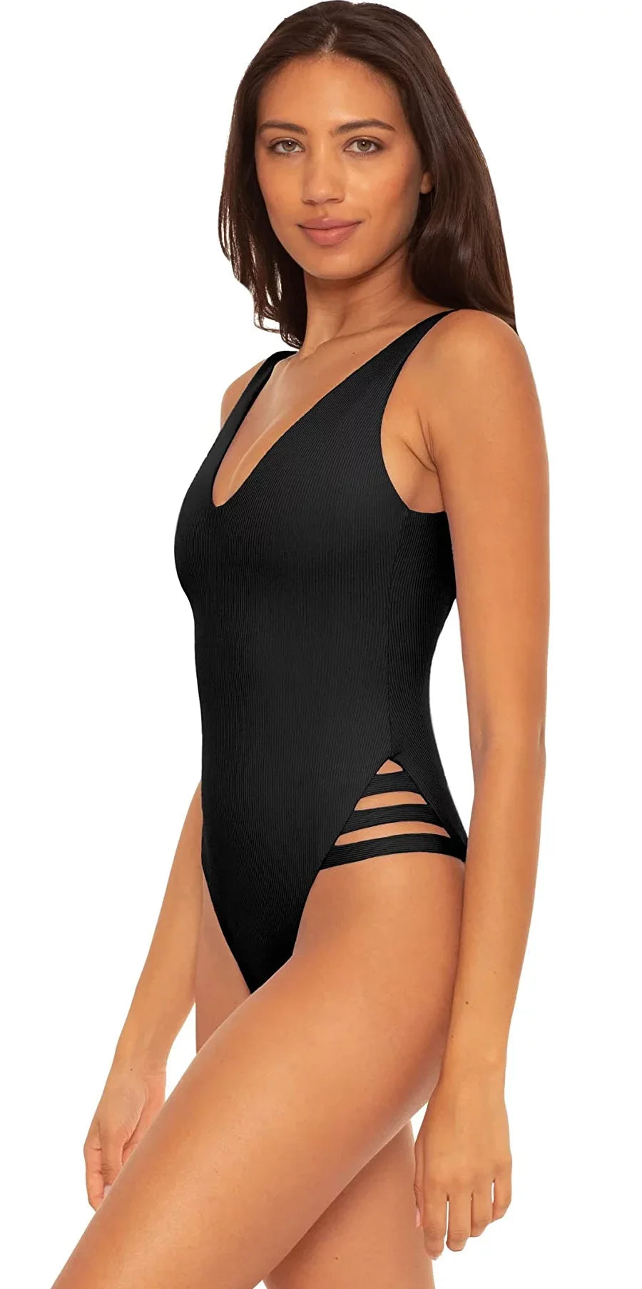 Fine Virtue US Sophie One-Piece Small by Swimsuit, Rebecca Line BLACK Rib Becca