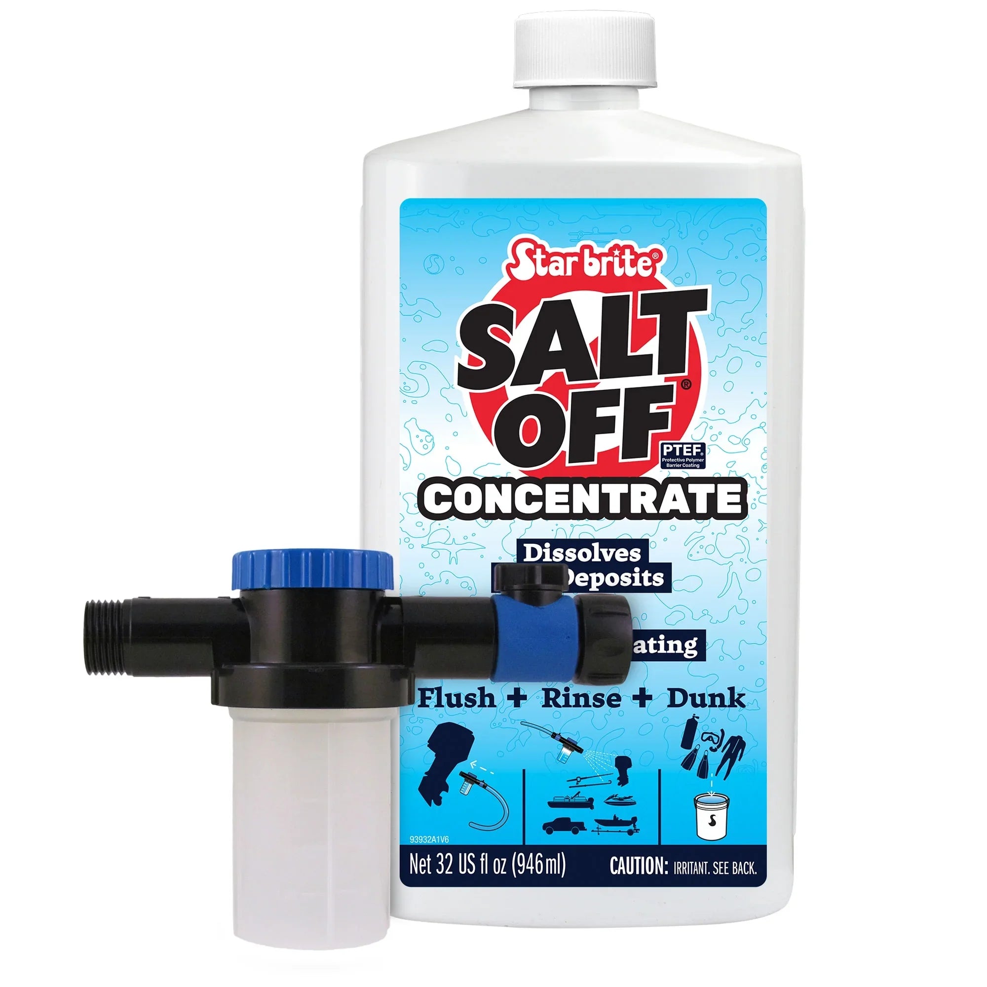 Ultimate Engine STAR Flush Marine - Salt OZ. Kit - (094000) & - Boat Flush Motor Deposits Washing & Away with Remover Salt for Perfect Salt BRITE 32 Applicator Off Concentrate Outboard
