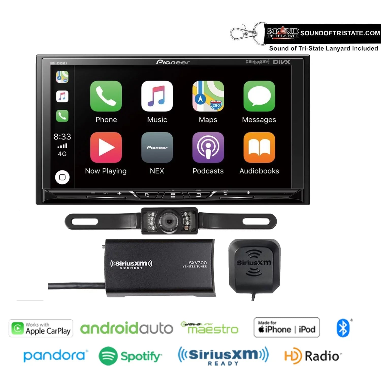 Plate 7" Pioneer w/ Camera Backup Tuner SXV300V1 SiriusXM DMH-1500NEX License and