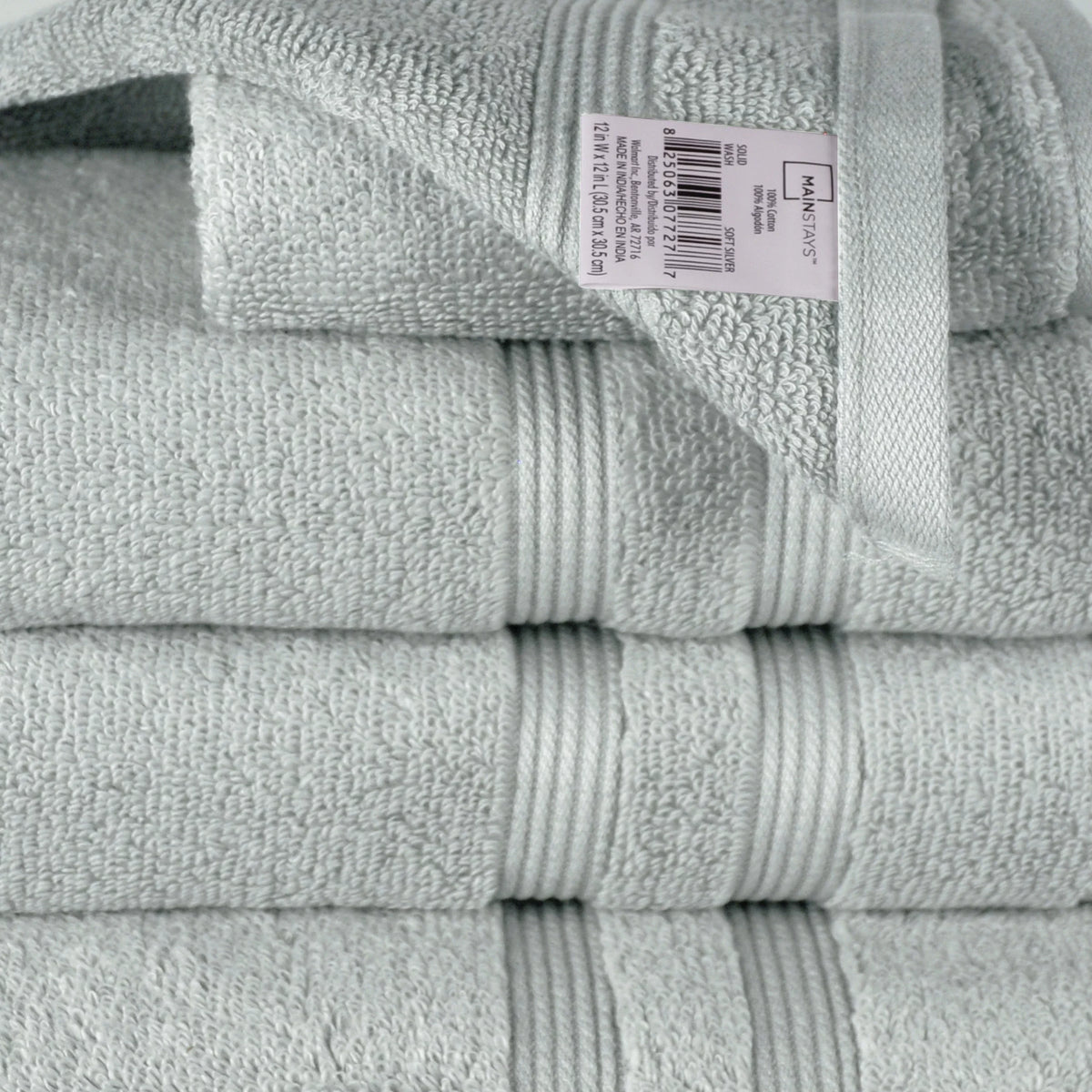 Set, Towel 6 Performance Solid Piece Silver Mainstays