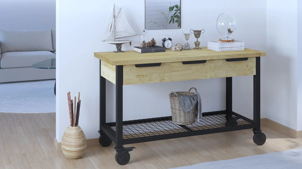 62" Metal Wood Rove Industrial Workbench &