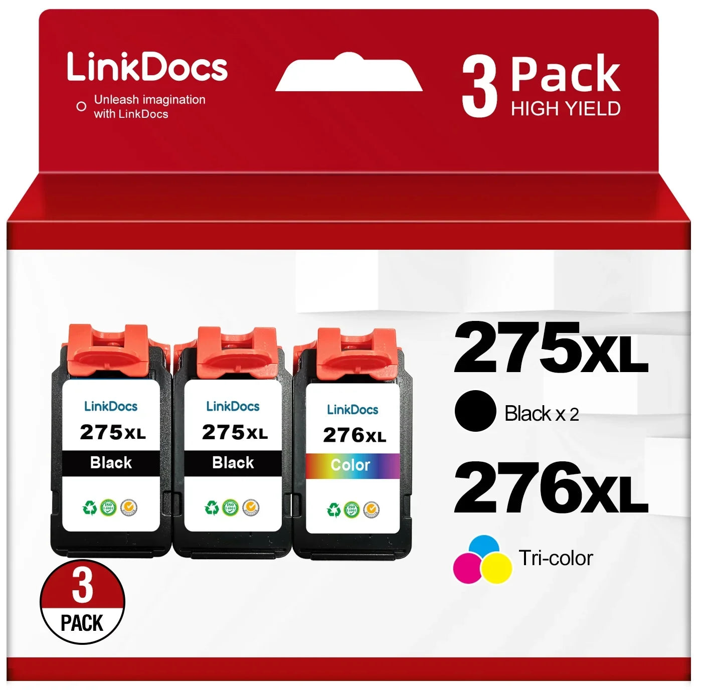 Cartridge PG-275 TR4720 TR4700 Color) 1 Replacement for PIXMA Ink CL-276 275XL Pack Black, Canon TR4722 TS3522 used 276XL 275XL 276XL Canon with TS3520 TS3500 Printers(2 Combo