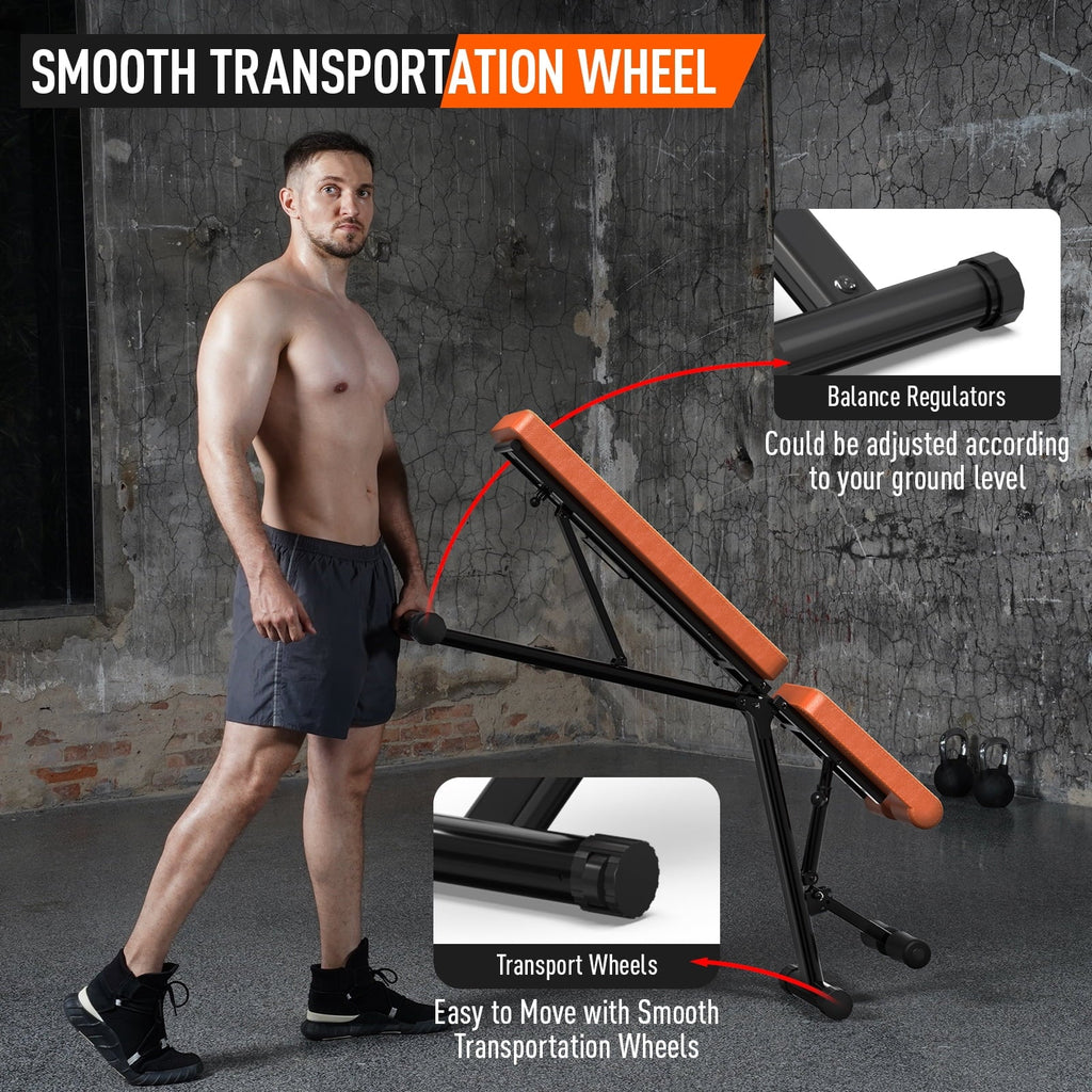 Bench POOBOO 5 Layer gym Structure Adjustable Training lbs Capacity and 800 Folding Workout bench bench Thickened Incline Weight Home for incline Indoor