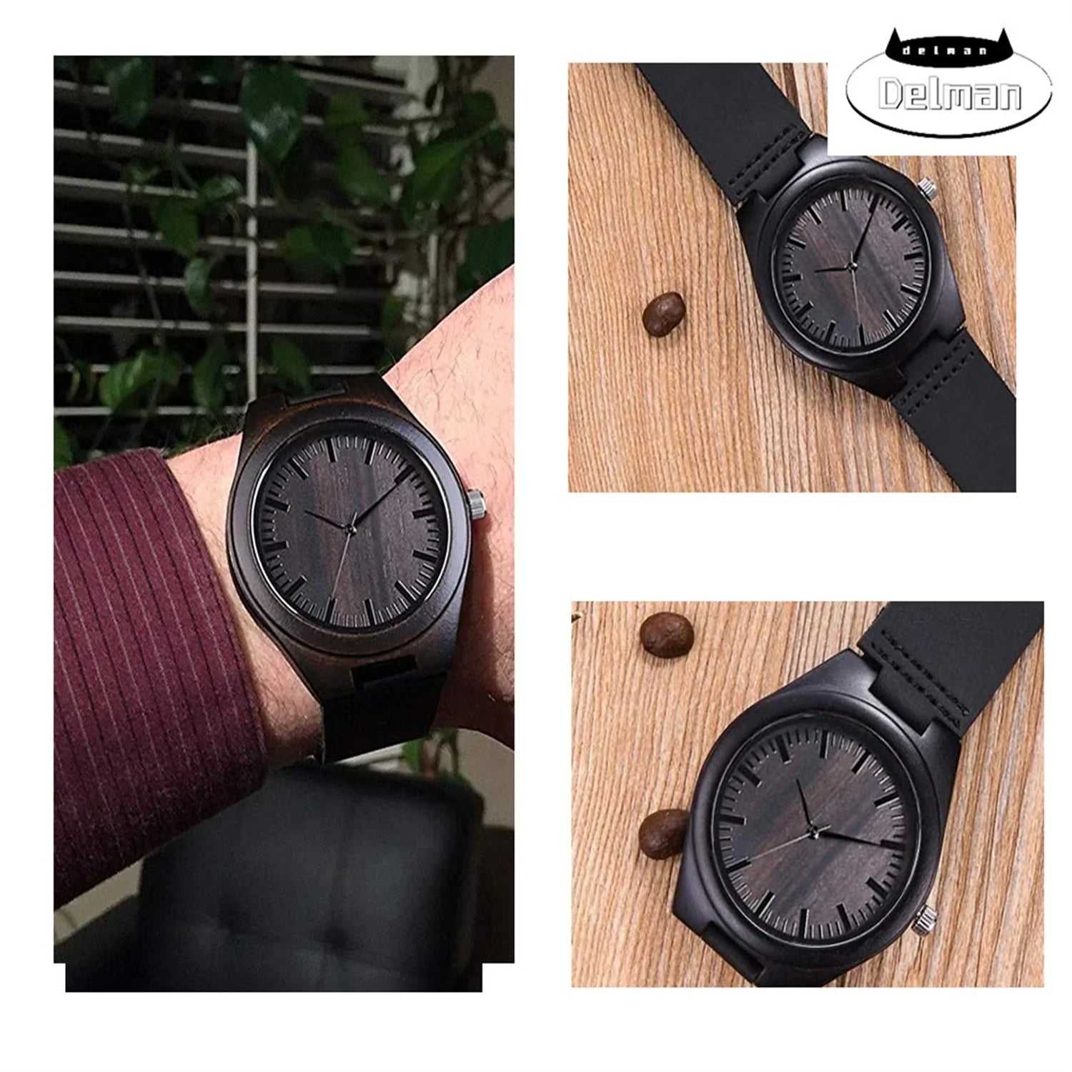 Wooden Mom Husband Wood Watch Watch, for Men Casual Women Family Engraved Customized Son Dad Handmade Wife