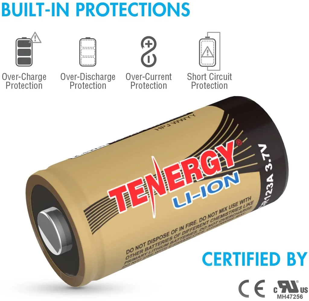 12-Pack 650mAh Tenergy for Li-ion Camera Charger, (VMC3030) Arlo and Battery 3.7V Rechargeable Batteries Batteries