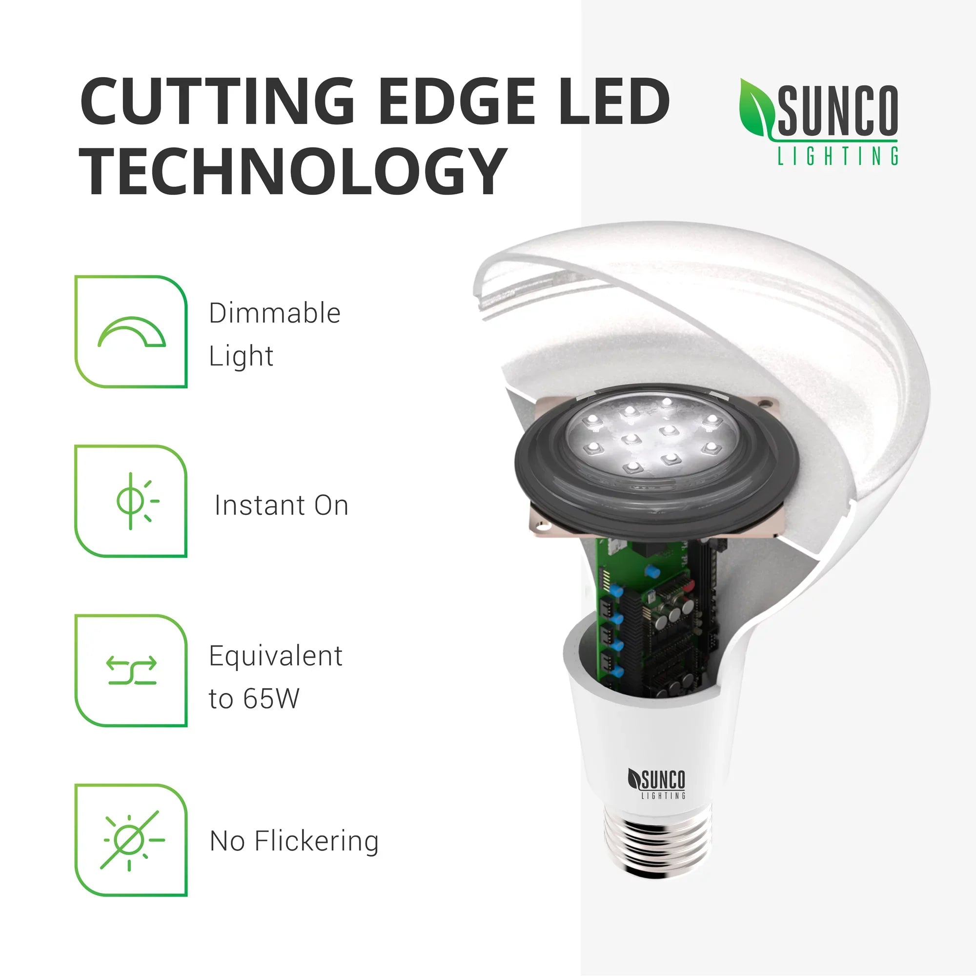 LED Dimmable, Bulb, 5" Star & 32 Base, - LM, BR30 6" for 850 or 11W=65W, Sunco White, Indoor Pack E26 Cans 3000K Warm Flood UL Lighting Light Energy