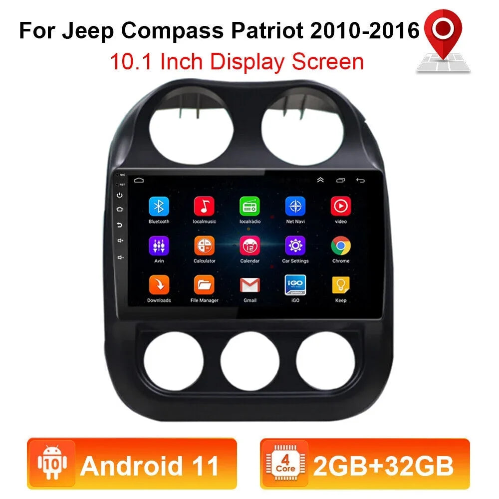 Built-in Jeep 11 Compass MP5 Map, Radio, Camera Car FM GPS for Powerful Android Radio Player KingFurt Patriot, Offline Reverse & Bluetooth