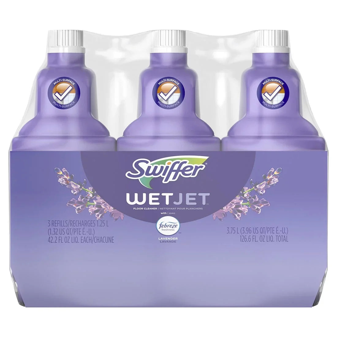 Febreze Vanilla Multi-purpose and Comfort Lavender Scent, Floor Solution, ct./1.25L 3 Swiffer WetJet Cleaner