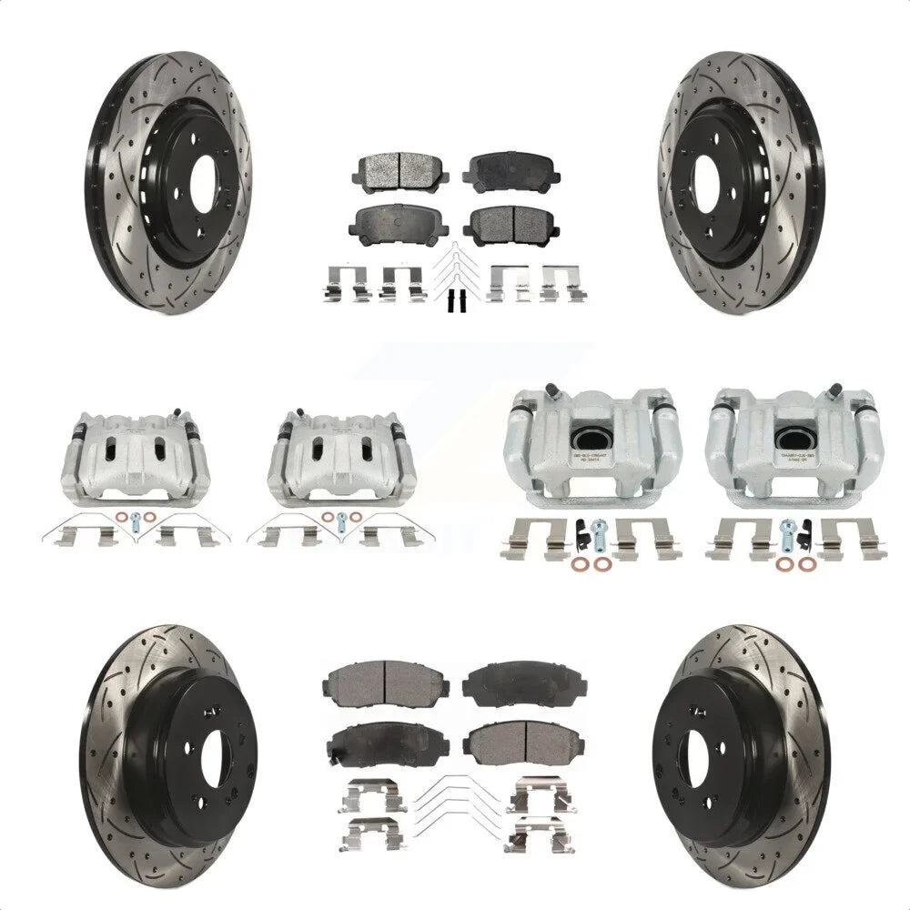 Brake Odyssey Ceramic Auto Slotted Rear Drilled Front Coated 2015-2017 Transit Disc Pads Caliper And Kit For Rotors Honda KCD-100667T (10Pc)