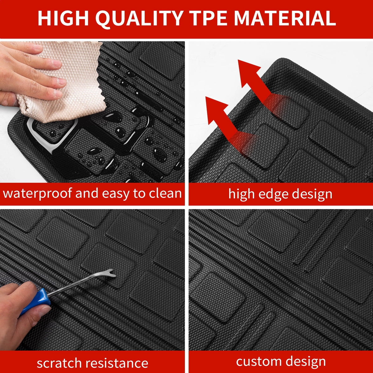 3rd Chevy Tahoe (Trunk 2021-2023 Fit Trunk Row Chevry Cargo Liner Cargo Weather TPE All Yukon Seats) 2022 Tahoe Liner Trunk Accessories GMC (Behind Mat The Mat) Mat