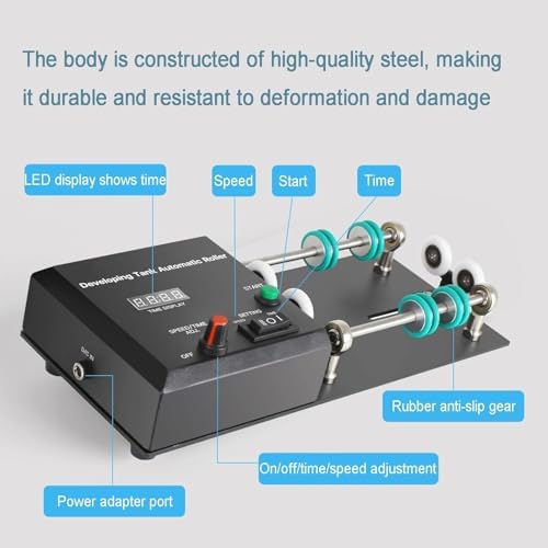 Electric Film Processor Machine - Automatic Darkroom Processor with Extension Rod, 1-30min Timer, and 4 Preset Programs for Developing Tanks
