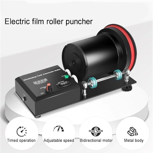Electric Film Processor Machine - Automatic Darkroom Processor with Extension Rod, 1-30min Timer, and 4 Preset Programs for Developing Tanks