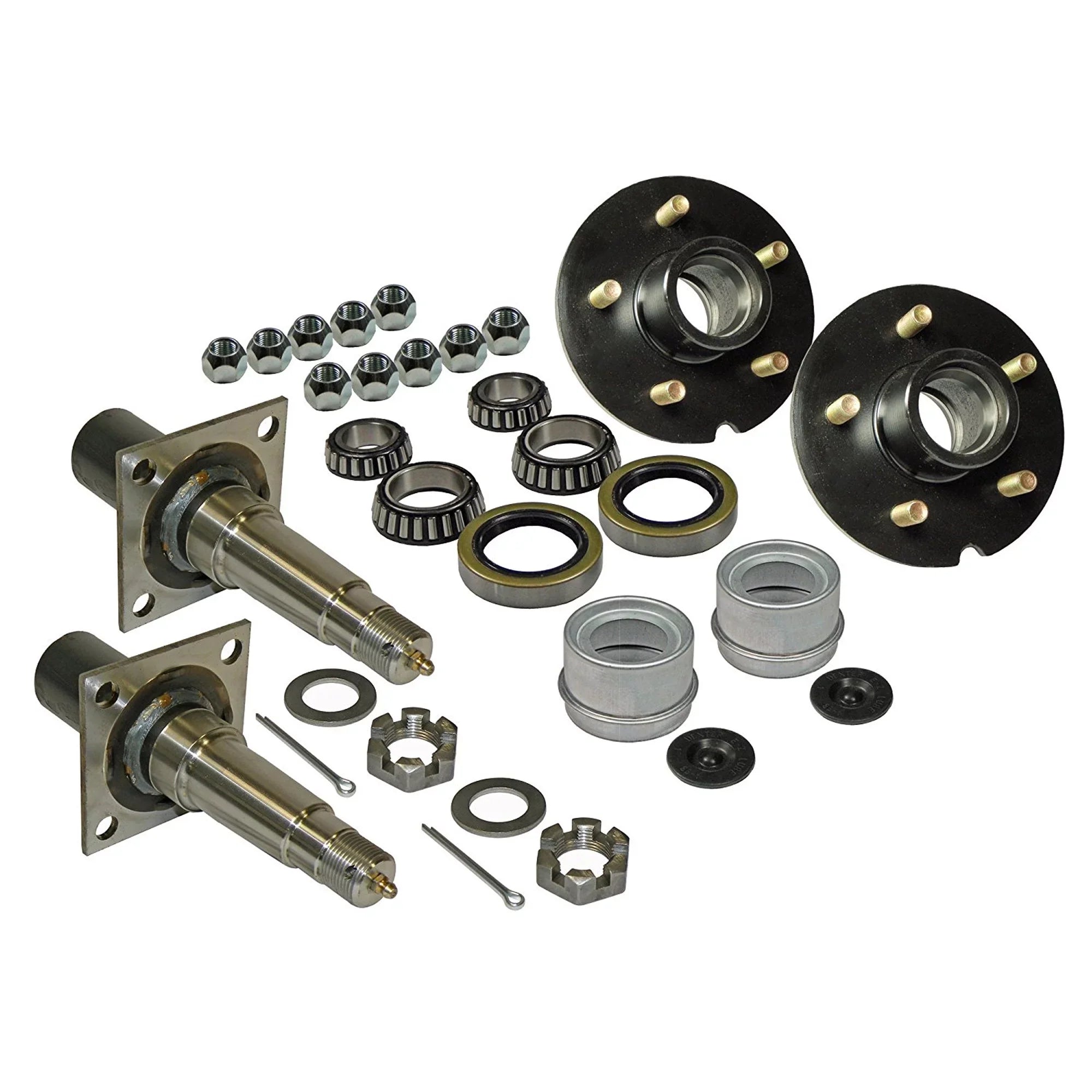 on Inch Pair 1-1/16 Bearings Flanged, Trailer 1-3/8 Inch 5-Bolt Includes Tapered Assemblies 4-1/2 Hub &amp; (2) - Inch of Spindles to