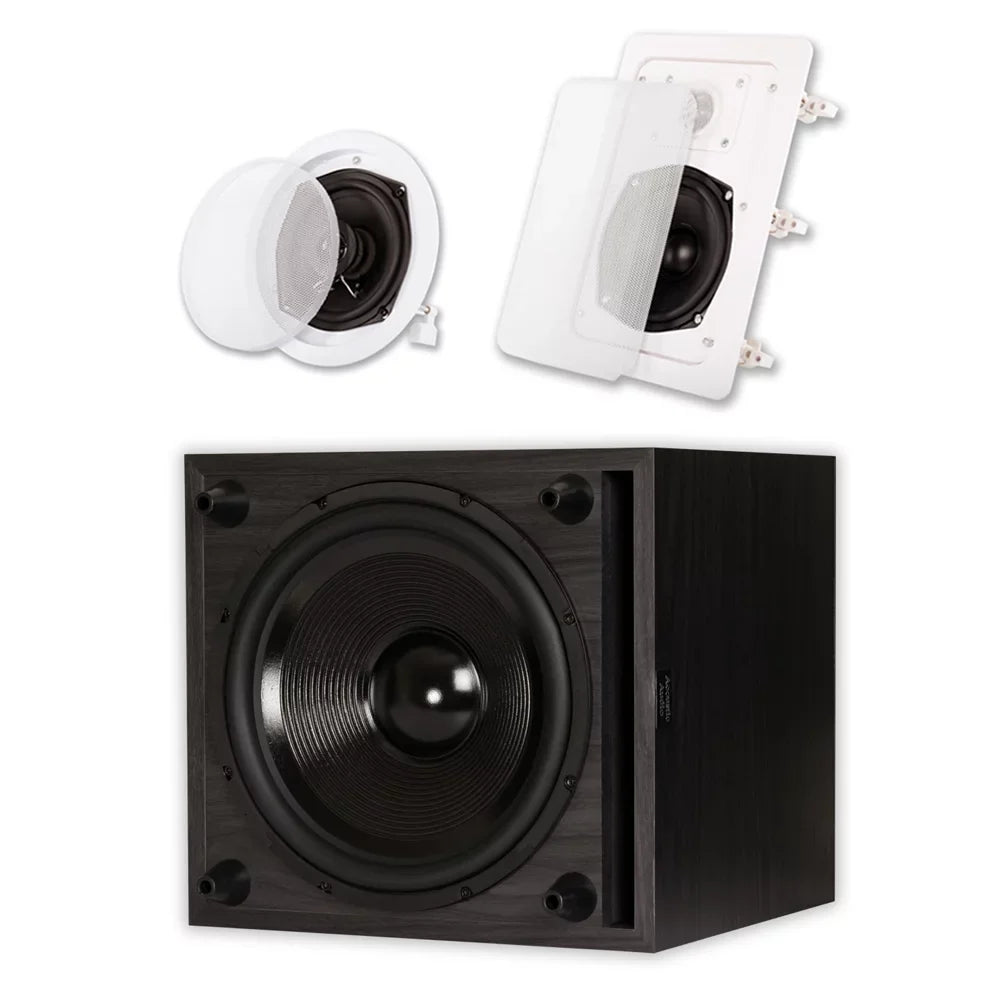 System 5 Acoustic 12" Speaker Set Audio Flush and Mount 5.1 Sub Speaker Powered