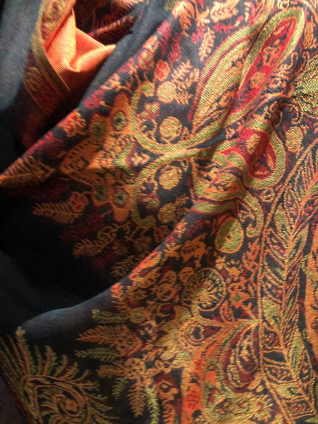 Brocade Red Black Vintage Wrap Pashmina Paisley Scarf