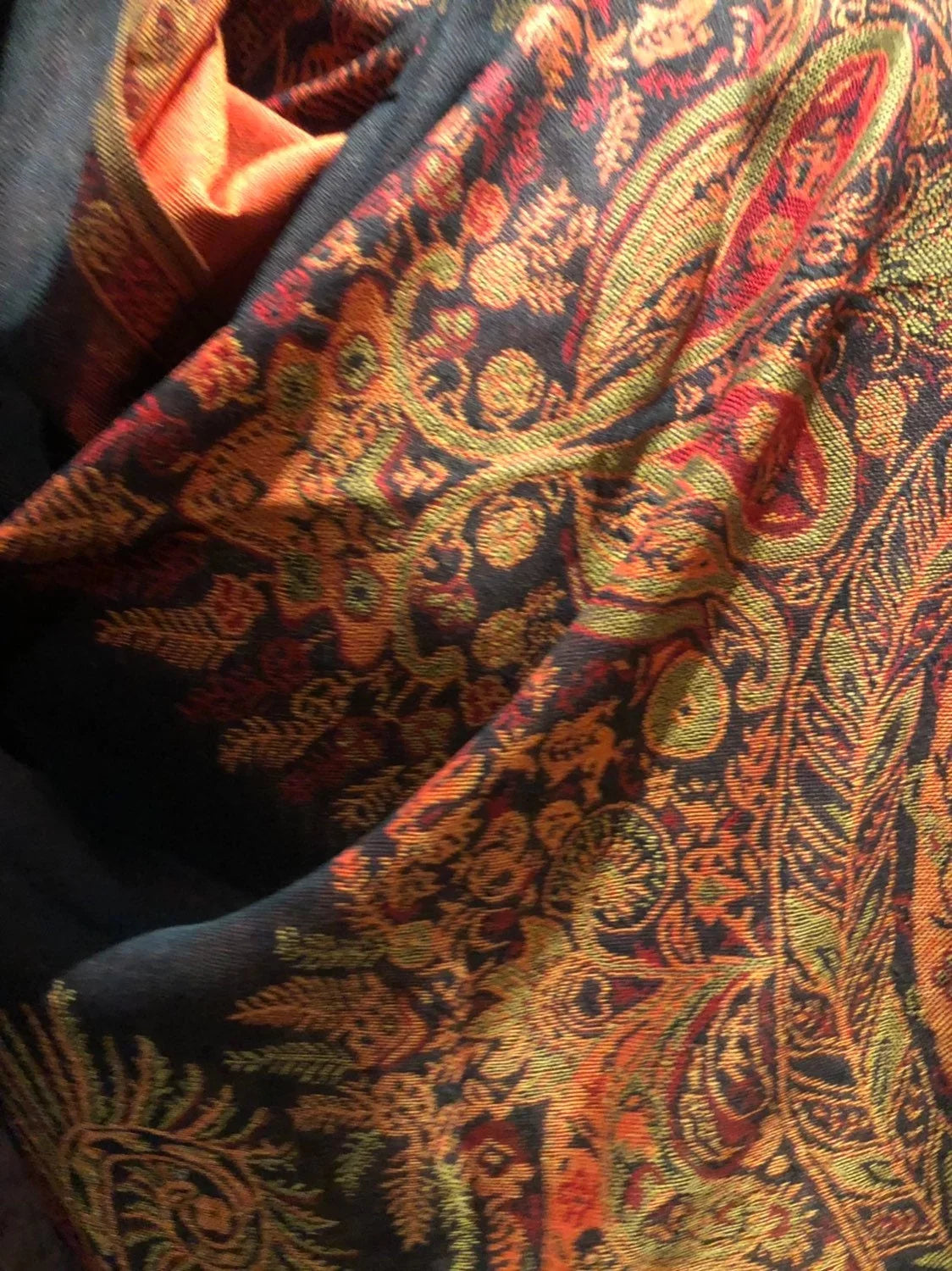 Brocade Red Black Vintage Wrap Pashmina Paisley Scarf
