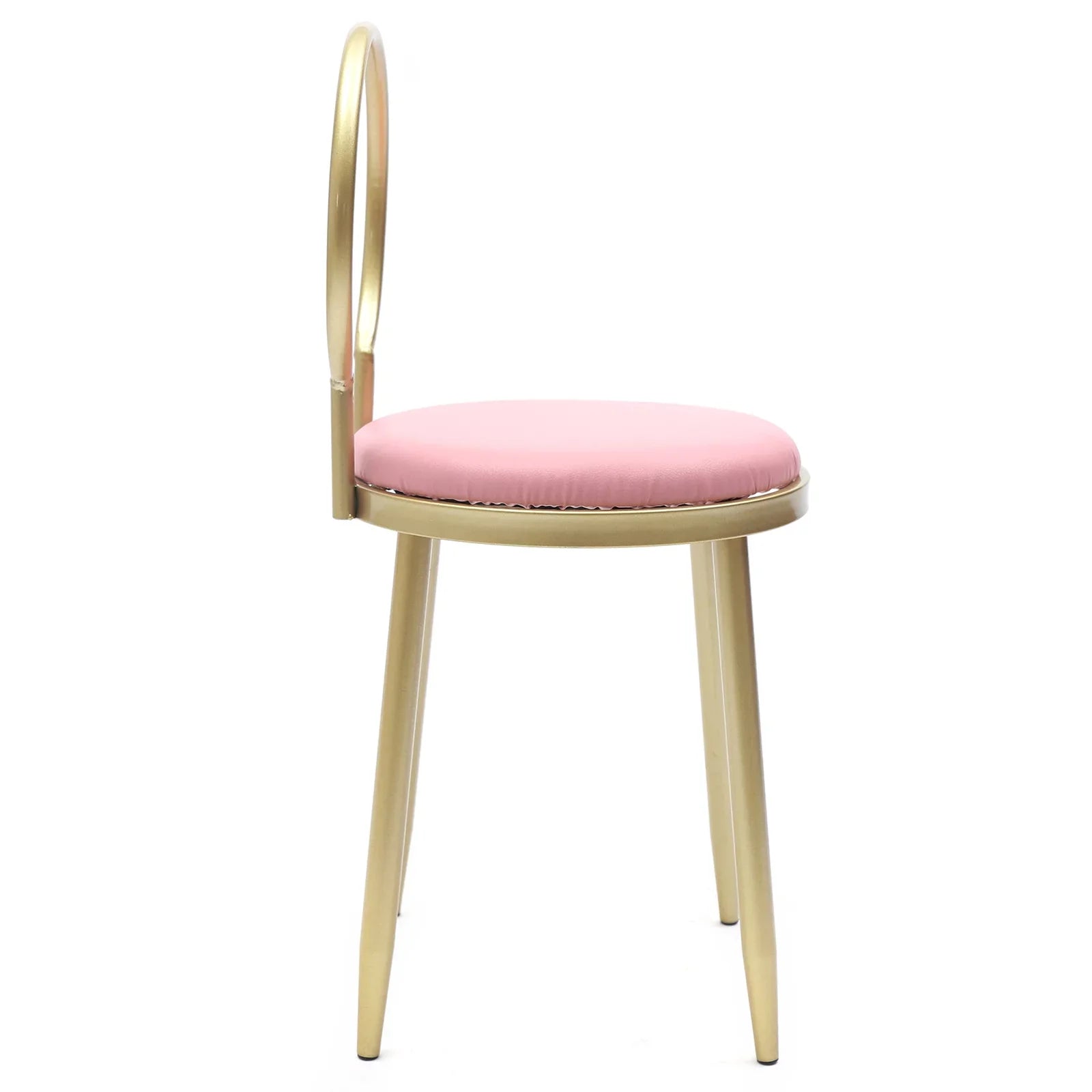 Chair, Pink 13.78*12.2*27.36" Iron Pink Stool + Gold Vanity Anqidi Simple Sponge Leather + Dresser