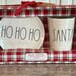 Gift Oval Ivory LL Plate Set Christmas Letters Tumbler HO HO with Black Rae Melamine Dunn SANTA HO and