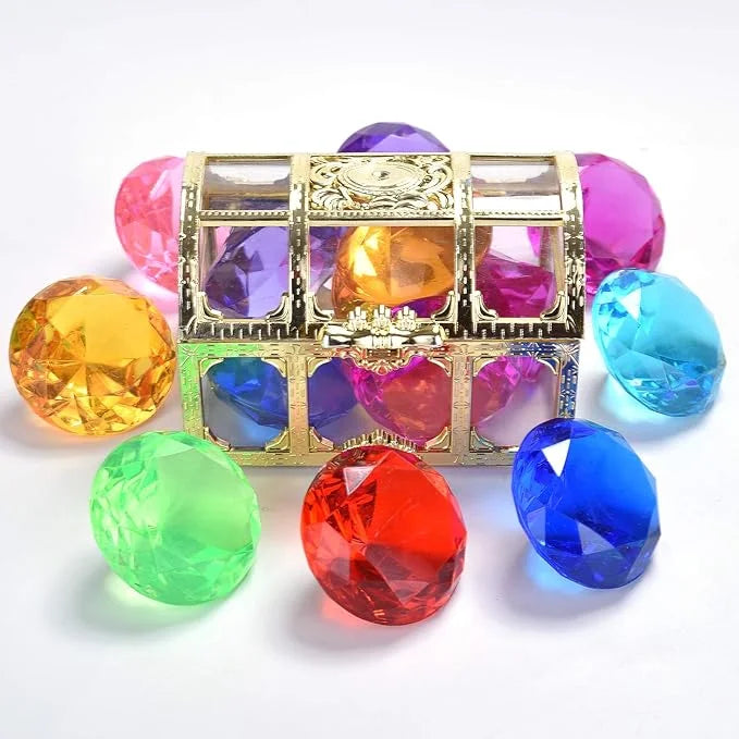 Swimming Sets Toys Diamonds Throw Gem Underwater Pool Pirate (golden) Diving Treasure for Set Use Summer Gift 6 Toy Dive with Treasures Box Colorful Big