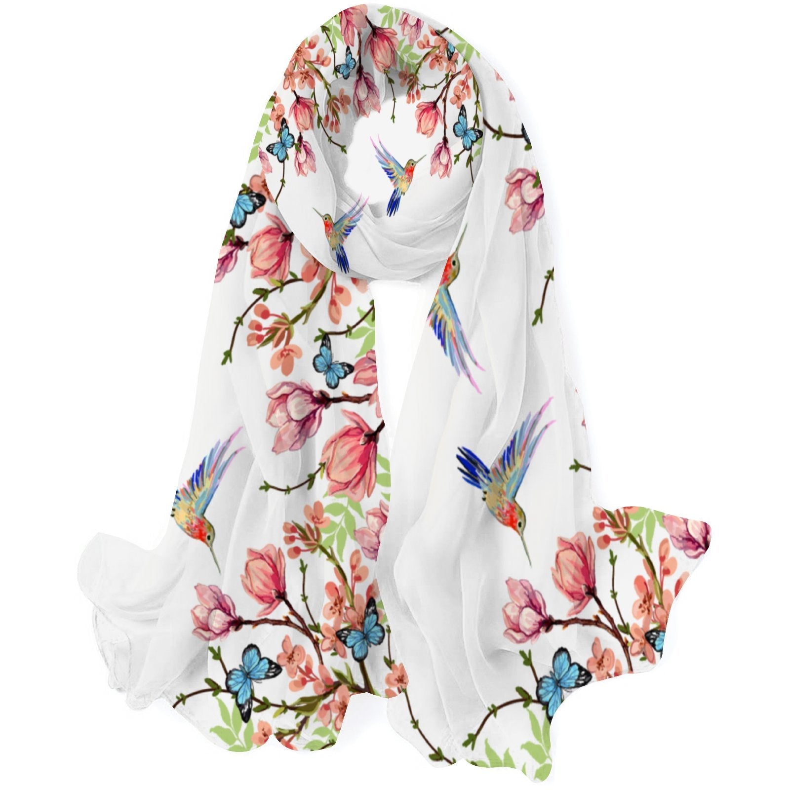 Gift Long Large for Women Packed Beautiful Wraps Hair Shawls Silk Wraps Scarf Headscarf FREEAMG Neck Sunscreen Oblong Floral