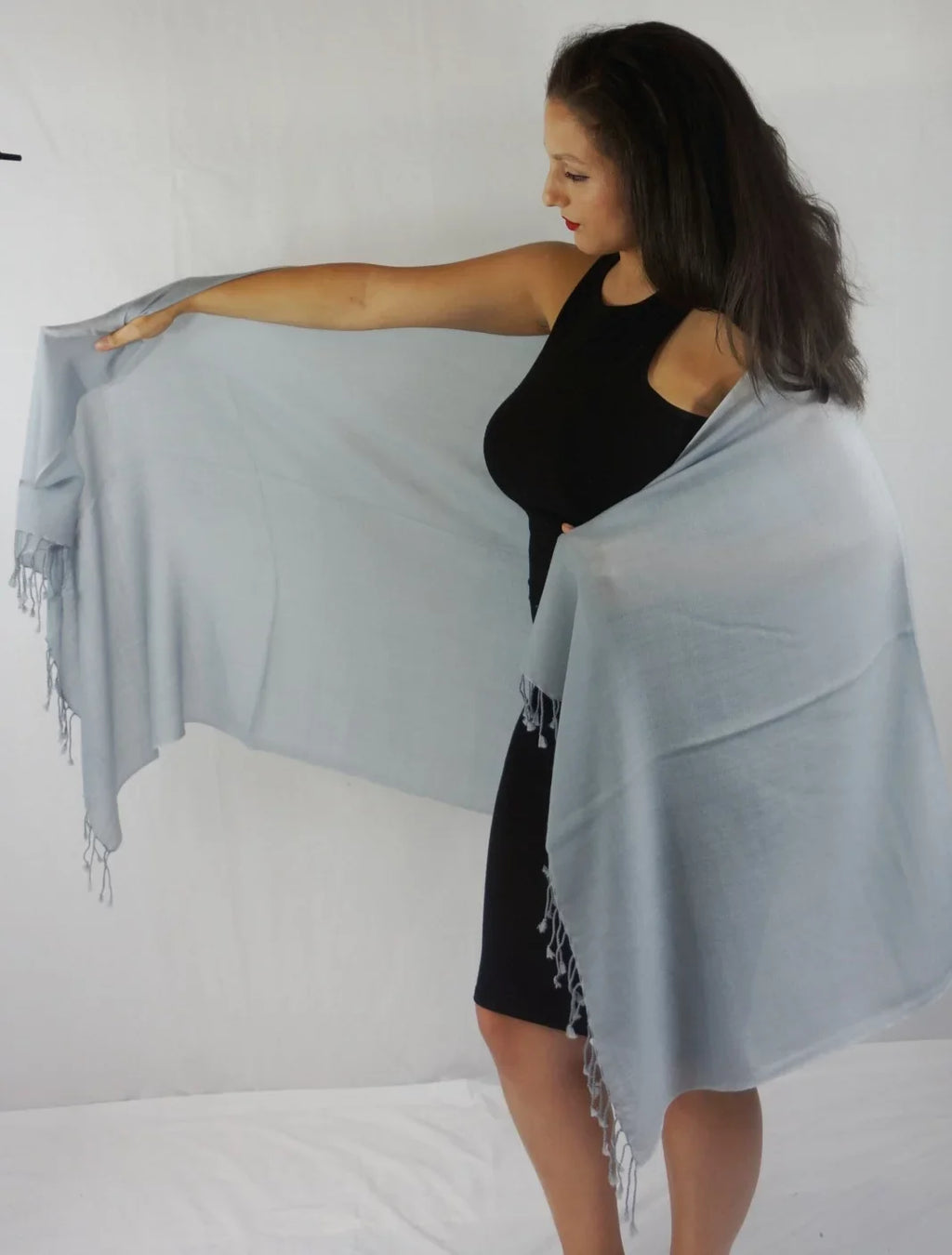 Grey) Shawl/Cashmere/Cashmere Scarf/Scarves/Shawl/Shawls/Stole/Wrap/Pashmina (Silver Scarf/Pashmina Scarf/Wool/Silk