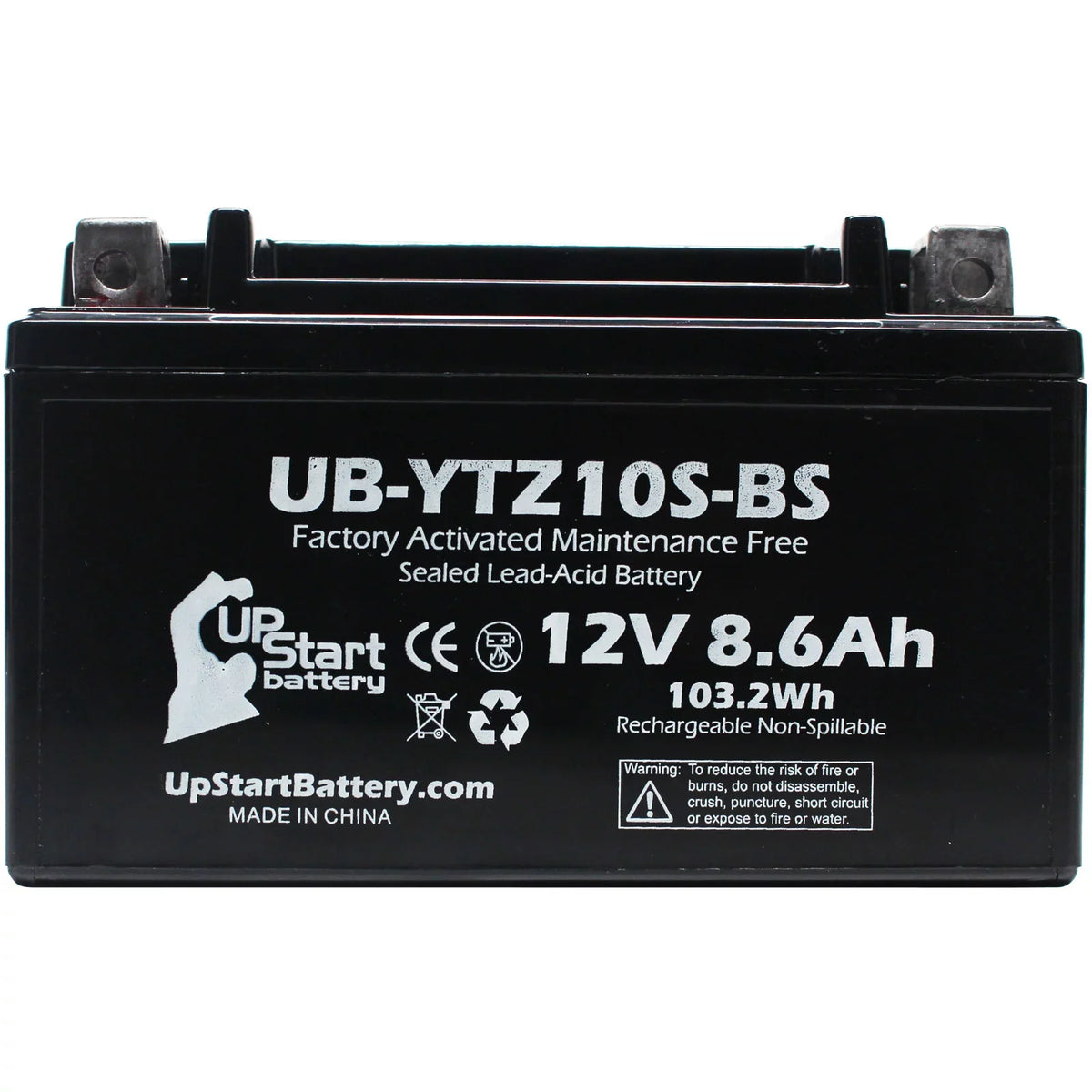 Battery UpStart Factory 1000CC Battery Free, UB-YTZ10S-BS Yamaha - Replacement 12V, Motorcycle 8.6Ah, Maintenance 2-Pack YZF-R1 Activated, 2011