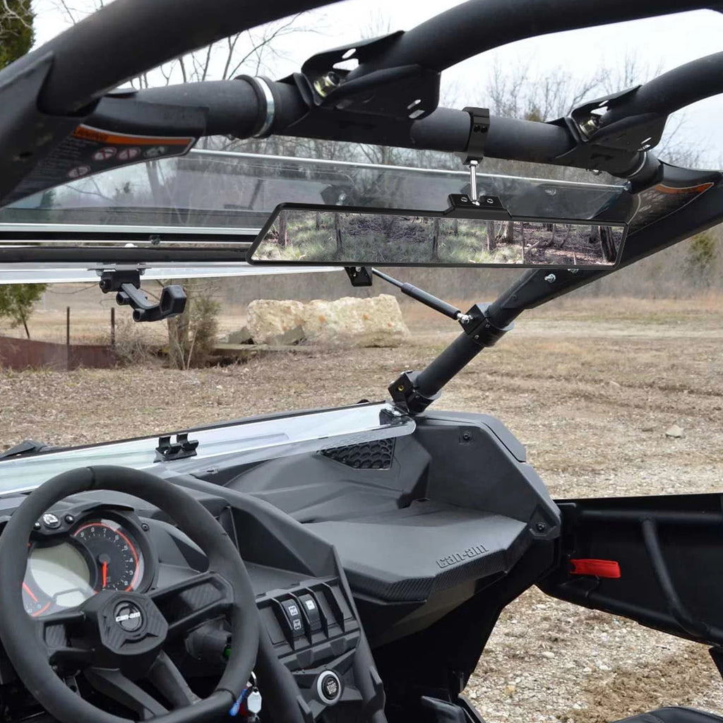 White Fit UTV Center 16" View Rear Ranger/RZR Mirrors Universal w/ Rearview Lights MICTUNING Polaris Aluminum Mirror Interior