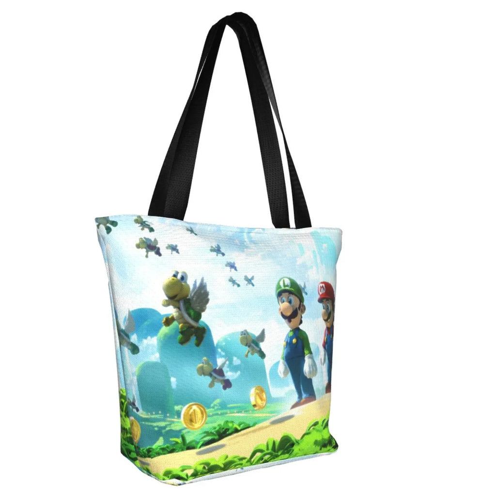 School Business Shoulder For Cartoon Super Bag Luigi Large Tote Women's Shopping Mario Beach Handbag Travel Capacity Work
